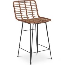 Tabouret de bar en osier - Boho Bali Design -65cm - Catori Bois naturel