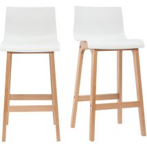 Miliboo - Tabouret de bar design bois et blanc 75 cm (lot de 2) new surf