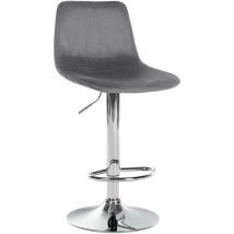 Tabouret de bar Divo en Velours Pied trompette en Métal Gris foncé Chrome