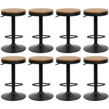 Haloyo - Lot de 8 Tabouret de Bar en Bois Vintage pivotant,Chaise de Bar réglable en Hauteur réglable, Noir