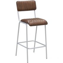 Aubry Gaspard - Tabouret de bar en cuir et métal Hauteur siège 75 cm