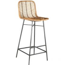 Aubry Gaspard - Tabouret de bar en métal et rotin