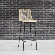Berah Getah - Tabouret de bar en rotin et métal