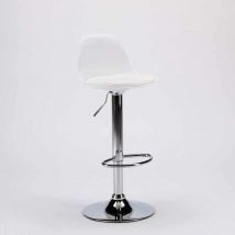 Tabouret de bar cuisine réglable en hauteur similicuir Design New Orleans - Blanc