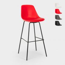 Tabouret de bar cuisine en métal avec coussin design moderne Willis - Rouge
