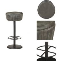 Tabouret de bar Gris Cuir véritable - Chaise De Bar - Chaises De Bar - Tabouret De Bar - Tabourets De Bar