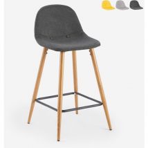 Tabouret de bar haut cuisine style nordique en tissu avec dossier Shona - Gris foncé