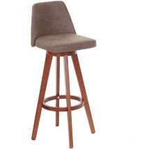 Tabouret de bar HHG 284, chaise de bar, bois textile pivotant, marron vintage, pieds clairs