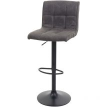 Tabouret de bar HHG 345, tabouret de bar, simili daim, vintage gris foncé