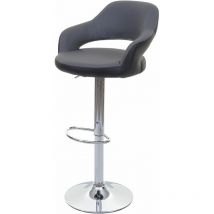 Tabouret de bar HHG-737, tabouret pivotant, avec dossier simili cuir, gris-noir