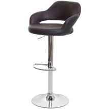Tabouret de bar HHG 737, tabouret pivotant, avec dossier simili cuir, brun-noir