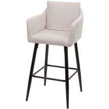 Tabouret de bar HHG-748, tabouret de comptoir, repose-pieds métal, tissu/textile crème-beige