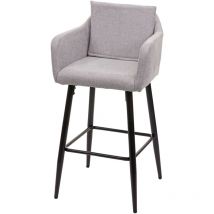 Tabouret de bar HHG-748, tabouret de comptoir, repose-pieds métal, tissu/textile gris clair