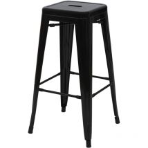 Tabouret de bar HHG-844, chaise de comptoir, métal, empilable, design industriel, noir