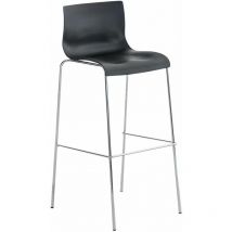 Tabouret de bar Hover 4 pieds - Assise Plastique Noir Chrome