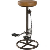 Rendez-vous Déco - Tabouret de bar 73 cm en cuir marron - gaya