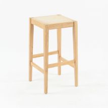 Tabouret pour îlot central 65 cm en cannage et bois - kappa
