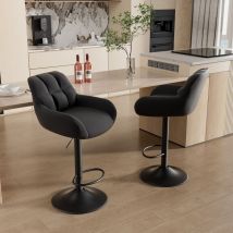 Tabouret de Bar Lot de 2,Chaise de Bar avec Dossier et accoudoir, Tabouret Ergonomique avec Repose-Pieds ,Tabouret Rembourré,Noir