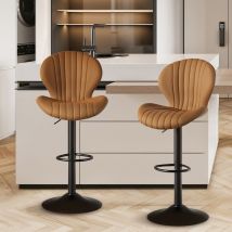 Tabouret de bar, lot de 2, chaise de bar Chaises de cuisine avec dossier et repose-pieds pour la cuisine Marron