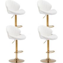 Tabouret de Bar Lot de 4 Chaise de Bar Réglable Tabourets Hauts avec Dossier pour Bar Cuisine, Velour, Beige