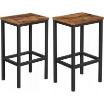 Tabouret de bar, lot de 2, chaise, fauteuil loft, rustique marron-noir