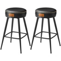 Vasagle - ekho Collection - Tabouret de Bar, Lot de 2, Hauteur de Comptoir, Siège Pivotant, pu avec Coutures, Style Moderne Mi-siècle, Hauteur 65 cm,