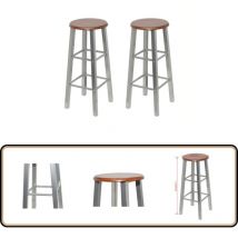 Tabouret de bar lot de 2 métal avec siège en mdf - Tabouret De Bar - Tabourets De Bar - Chaise De Bar - Fauteuil De Bar - Design Classique
