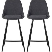 Lot De 2 Chaises De Bar H67 Cm En Tissu Gris Foncé - Ormoy