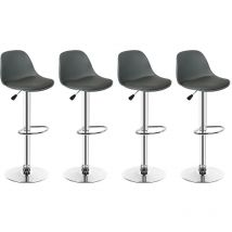 Lot de 4 Tabouret de Bar Coussin Souple en pu Réglable en Hauteur Rotatif à 360°(gris foncé)
