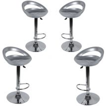 Yongqing - Lot de 4 Tabouret de bar en plastique abs réglage en hauteur-Gris