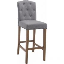 Tabouret avec cadre en bois clair et siège de tissu avec différentes boutons de couleurs colore : Gris clair