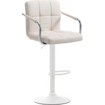 CLP - Tabouret de bar Lucy V2 en Tissu et piètement en Métal Beige Blanc