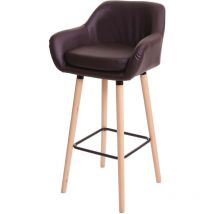 Tabouret de bar Malmö T381, chaise de bar tabouret de comptoir, simili cuir, marron