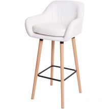 Tabouret de bar Malmö T381, chaise de bar tabouret de comptoir, simili cuir, blanc