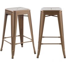 Rendez-vous Déco - Lot de 2 tabourets pour îlot central 66 cm en métal cuivre mat - indus