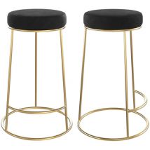 Rendez-vous Déco - Lot de 2 tabourets pour îlot central 63 cm en velours noir - kendal