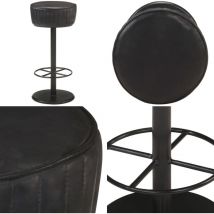 Tabouret de bar Noir Cuir véritable - Tabouret De Bar - Fauteuil De Bar - Chaise De Bar - Siège De Bar - Cuir Véritable - Home & Living