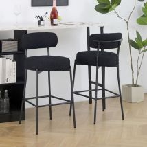 Dyhome - Tabouret de bar rembourré avec dossier et pieds en métal, Noir