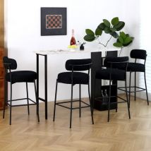 Dyhome - Tabourets de bar tapissés Lot de 4 avec dossier et pieds en métal, Noir