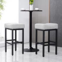 Dyhome - Tabouret de bar rembourré sans dossier avec pieds en métal, gris