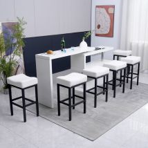 Dyhome - Tabourets de bar sans dossier tapissés Lot de 6 avec pieds en métal, blanc