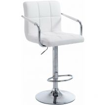 Tabouret de bar repose-pieds en synthétique blanc pieds trompette en métal chromé TDB10521