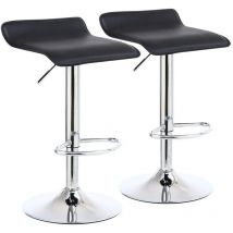 Tabouret de Bar Réglable en Hauteur Rotatif Convient Pour Comptoir Spa Bar - Carré Cuir Noir x2 Kktoner