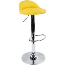 Tabouret de Bar, réglable en Hauteur & Rotatif Tabouret de Travail en Cuir synthétique Jaune