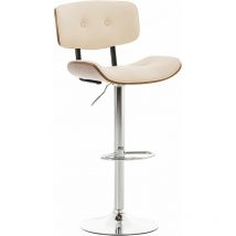 Tabouret de rétros en bois léger et assis dans la crème à la crème à ossature en acier