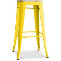 Tabouret de bar - Design industriel - Bois et acier - 76cm - Nouvelle édition - Stylix Jaune