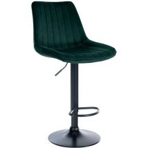 Tabouret de bar Toni en Velours Pied trompette en Métal Vert Noir