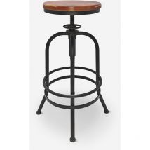 Tabouret de bar vintage industriel réglable avec repose-pieds Klom