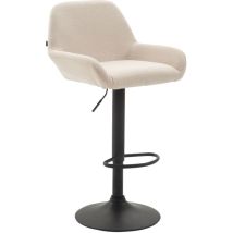 Tabouret de bar x1 repose-pieds en forme d'arc en métal noir assise en tissu crème 100004546