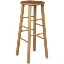 Holzhocker mit runder Sitzhöhe 80 cm in hellem Walnussholz mit geraden Beinen